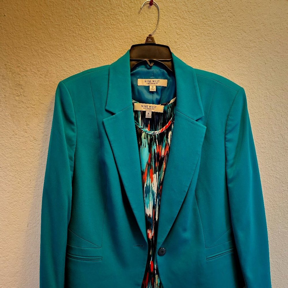 Women's Nine West SZ 16 Teal blazer